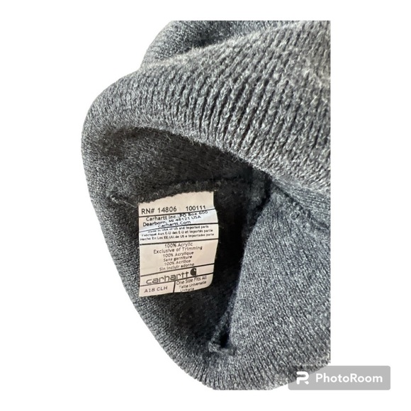 Carhartt Acrylic Watch Hat Gray Beanie A18 One Size - Picture 3 of 4